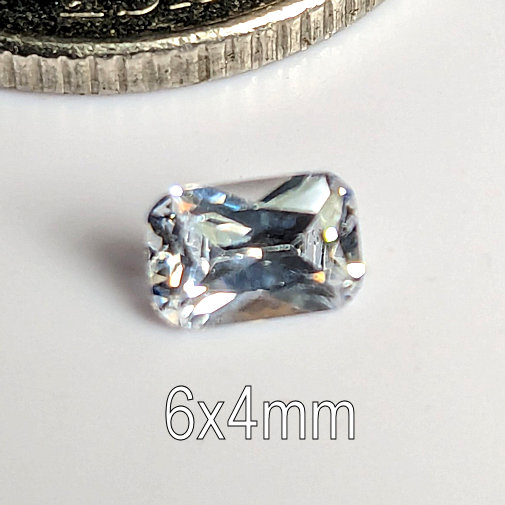 3A, Cubic Zirconia, AAA Quality, Octagon, White, 6x4mm (0.55ct)