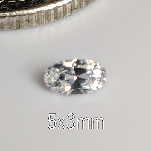 3A, Cubic Zirconia, AAA Quality, Oval, White, 5x3mm (0.18ct)