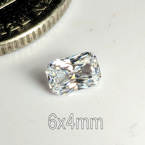 6A, Cubic Zirconia, Original Radiant, White, 6x4mm (0.55ct)