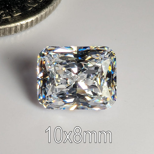 6A, Cubic Zirconia, Original Radiant, White, 10x8mm (3.47ct)