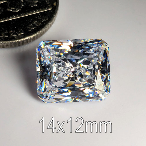6A, Cubic Zirconia, Original Radiant, White, 14x12mm (10.6ct)
