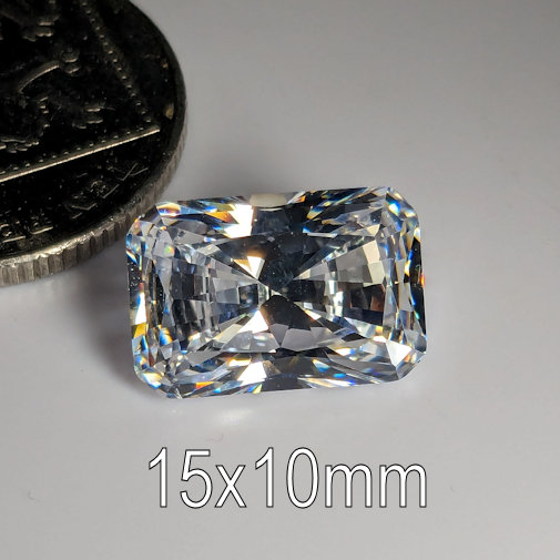 6A, Cubic Zirconia, Original Radiant, White, 15x10mm (8ct)