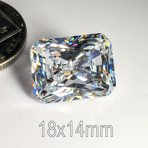 6A, Cubic Zirconia, Original Radiant, White, 18x14mm (19.5ct)