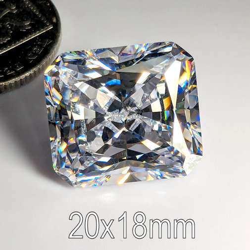 6A, Cubic Zirconia, Original Radiant, White, 20x18mm (35ct)
