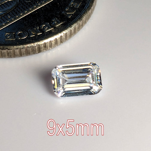 6A, Cubic Zirconia, Rectangular Asscher, White, 6x4mm (0.55ct)