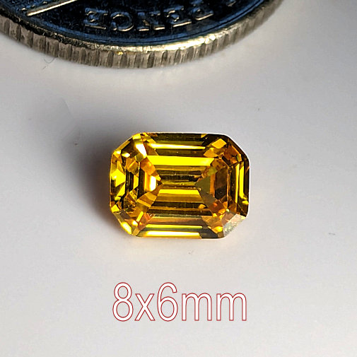 6A, Cubic Zirconia, Rectangular Asscher, citrine, 8x6mm (1.57ct)