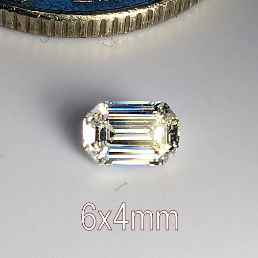 6A, Cubic Zirconia, Rectangular Asscher, Warm, 6x4mm (0.55ct)