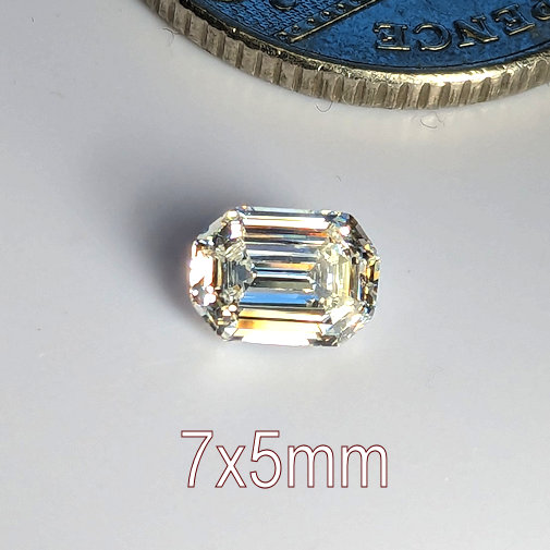 6A, Cubic Zirconia, Rectangular Asscher, Warm, 7x5mm (1ct)