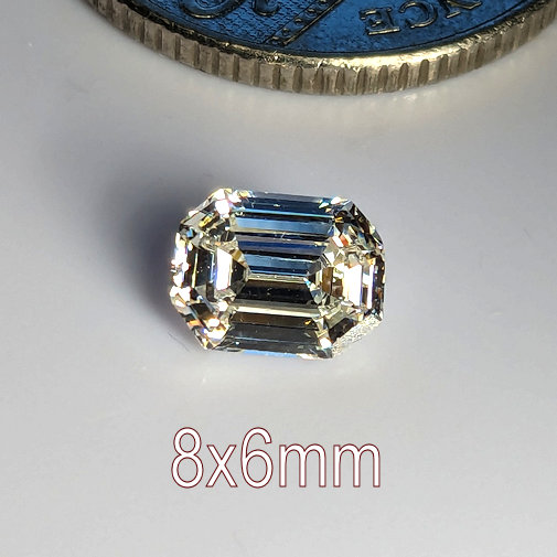 6A, Cubic Zirconia, Rectangular Asscher, Warm, 8x6mm (1.6ct)