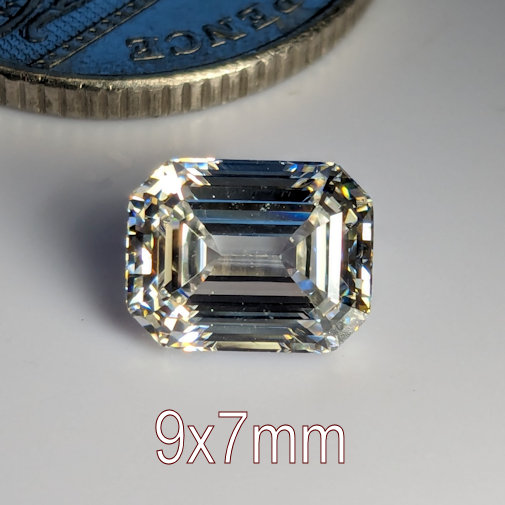 6A, Cubic Zirconia, Rectangular Asscher, Warm, 9x7mm (2.44ct)