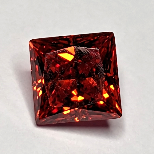 6A, Cubic Zirconia, 6A Quality, Princess, Padparadscha, 7mm (2.25ct)