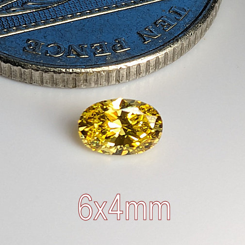 6A, Cubic Zirconia, Oval, Citrine, 6x4mm (0.39ct)