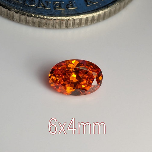 6A, Cubic Zirconia, Oval, Padparadscha, 6x4mm (0.39ct)