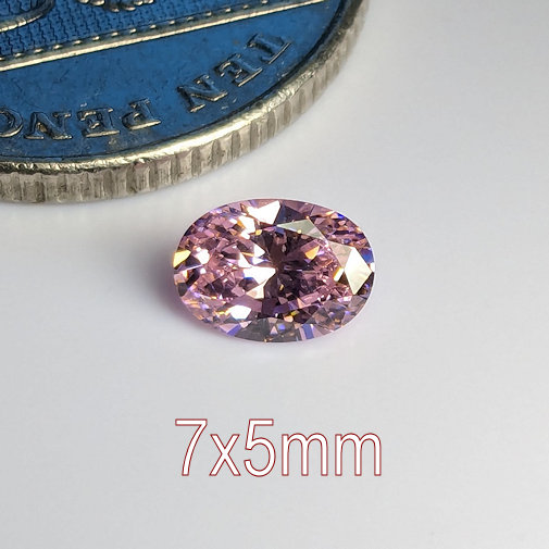 6A, Cubic Zirconia, Oval, Pink, 7x5mm (0.71ct)