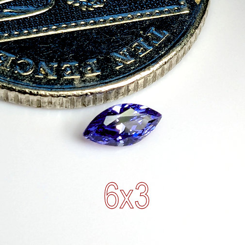 6A, Cubic Zirconia, 6A Quality, Marquise, Tanzanite, 8x4mm (0.45ct)