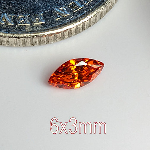 Cubic Zirconia, Marquise, Padparadscha, 6x3mm (0.19ct)