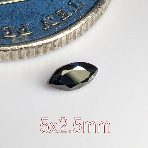 Cubic Zirconia, Marquise, Black, 5x2.5mm (0.073ct)