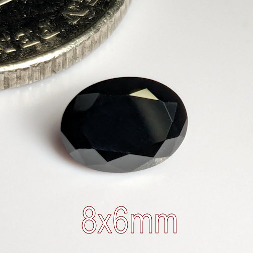 6A, Cubic Zirconia, Oval, Black, 8x6mm (1.2ct)