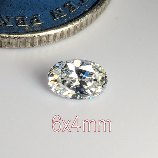 6A, Cubic Zirconia, Oval, Warm (H-J), 6x4mm (0.39ct)