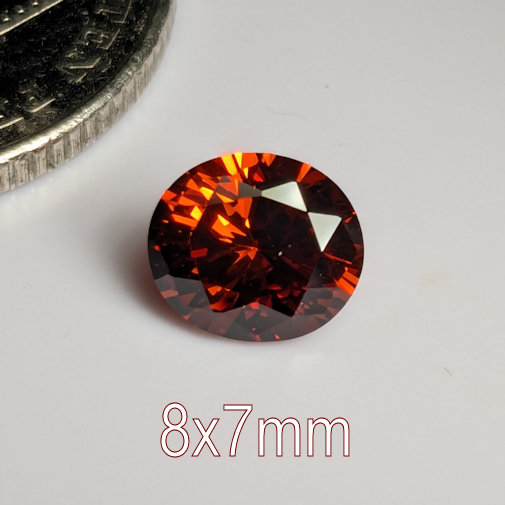 6A, Cubic Zirconia, Oval, Garnet, 8x7mm (1.45ct)