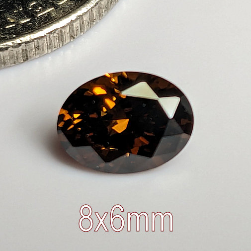 6A, Cubic Zirconia, Oval, Chocolate, 8x6mm (1.2ct)