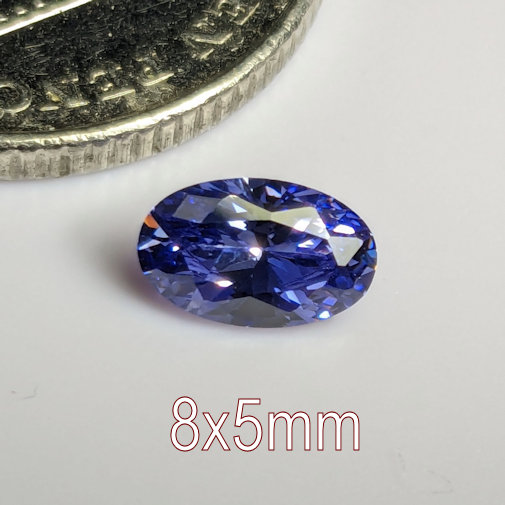 6A, Cubic Zirconia, Oval, Tanzanite, 8x5mm (0.81ct)
