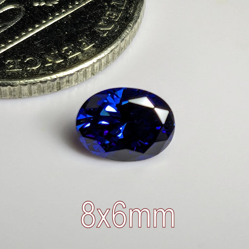 6A, Cubic Zirconia, Oval, Tanzanite, 8x6mm (1.2ct)