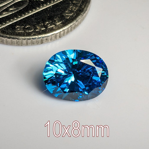 6A, Cubic Zirconia, Oval, BlueTopaz, 10x8mm (2.65ct)