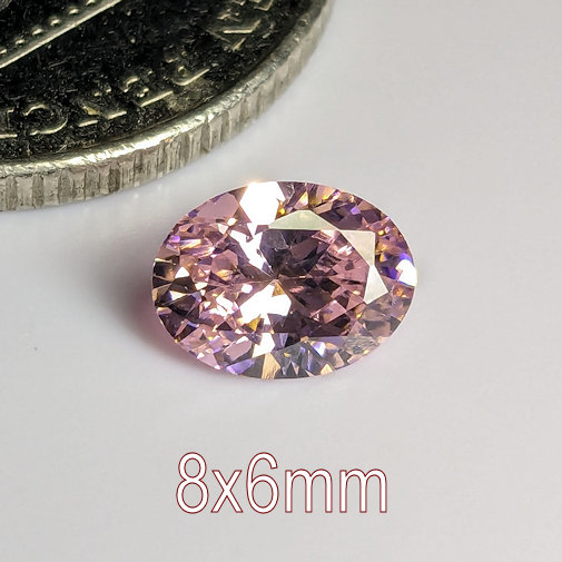6A, Cubic Zirconia, Oval, Pink, 8x6mm (1.2ct)