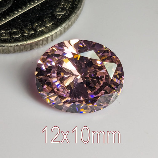 6A, Cubic Zirconia, Oval, Pink, 12x10mm (5ct)
