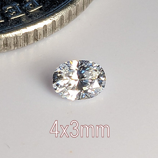 6A, Cubic Zirconia, 6A Quality, Oval, White, 4x3mm (0.2ct)