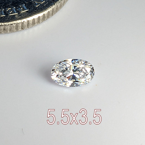 6A, Cubic Zirconia, Oval, White, 5.5x3.5mm (0.33ct)