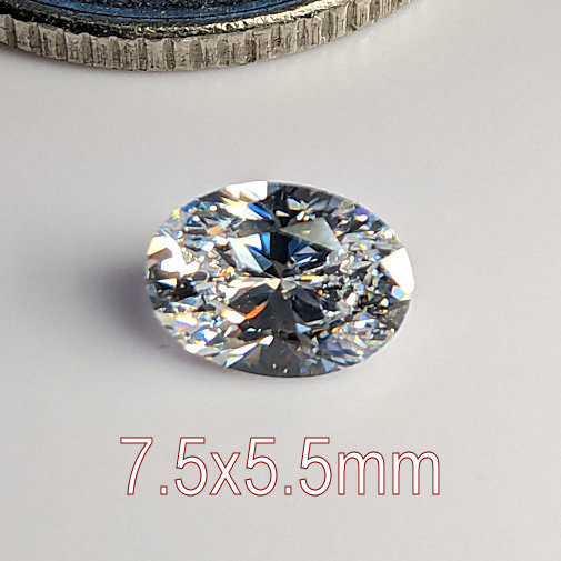 6A, Cubic Zirconia, Oval, White, 7.5x5.5mm (0.93ct)