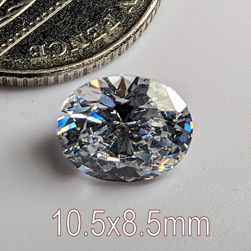 6A, Cubic Zirconia, 6A Quality, Oval, White, 10.5x8.5mm (3ct)