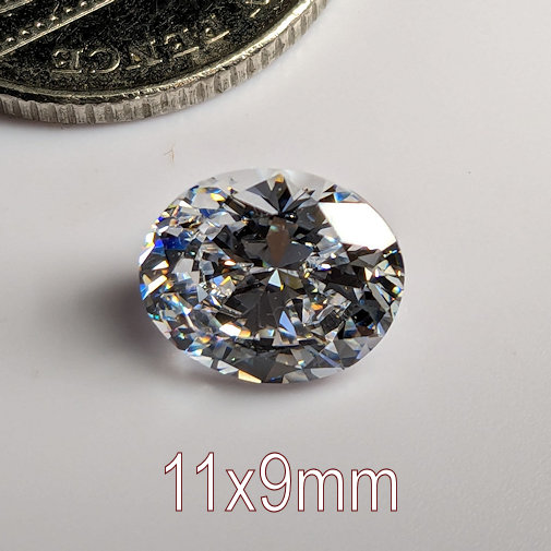 6A, Cubic Zirconia, Oval, White, 11x9mm (3.7ct)