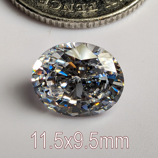 6A, Cubic Zirconia, 6A Quality, Oval, White, 11.5x9.5mm (4.5ct)