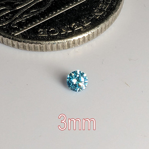 6A, Cubic Zirconia, Round Brilliant 8 Hearts & Arrows, Blue Topaz, 3mm (0.097ct)