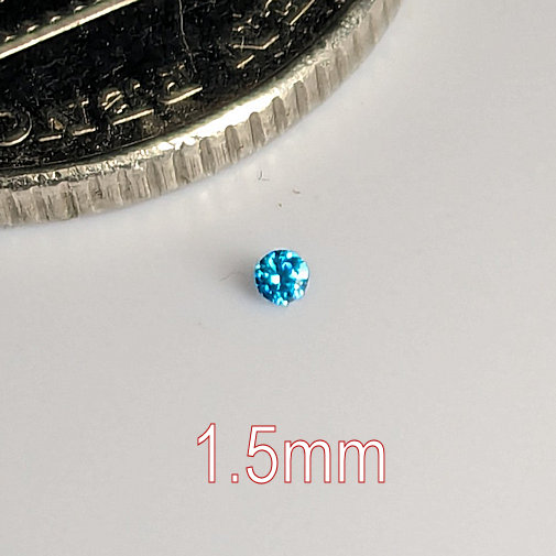 Cubic Zirconia, Round Brilliant, Blue Topaz, 1.5mm (0.013ct)