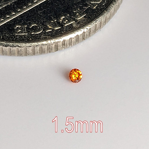 Cubic Zirconia, Round Brilliant, Padparadscha, 1.5mm (0.013ct)