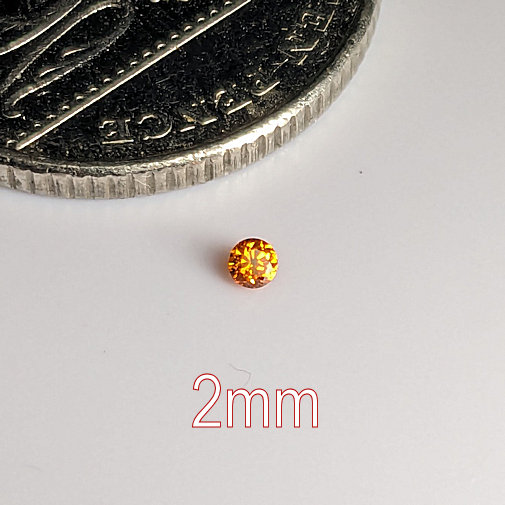 6A, Cubic Zirconia, 6A Quality, Round Brilliant 8 Hearts & Arrows, Padparadscha, 2mm (0.036ct)