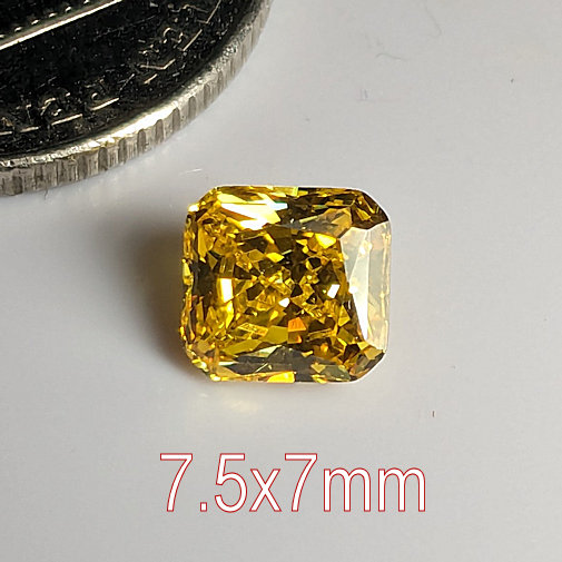 6A, Cubic Zirconia, Original Radiant, Citrine, 7.5x7mm (1.93ct)