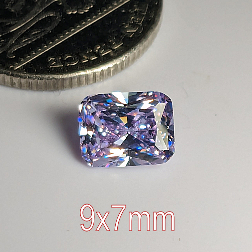 6A, Cubic Zirconia, Original Radiant, Lavender, 9x7mm (2.44ct)