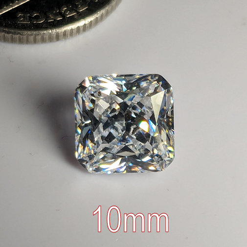 6A, Cubic Zirconia, Sq Original Radiant, White, 10mm (5.2ct)