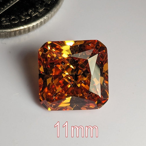 6A, Cubic Zirconia, Sq Original Radiant, Champagne, 11mm (7ct)