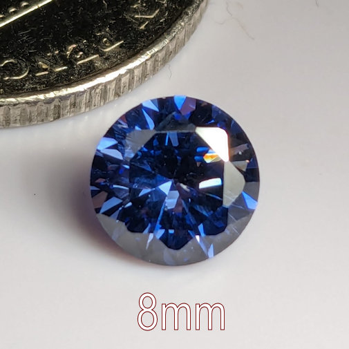 3A, Cubic Zirconia, AAA Quality, Round Brilliant, Tanzanite, 8mm (1.84ct)