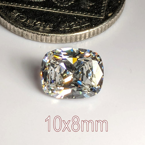 6A, Cubic Zirconia, Rectangular Cushion, White, 10x8mm (2.51ct)