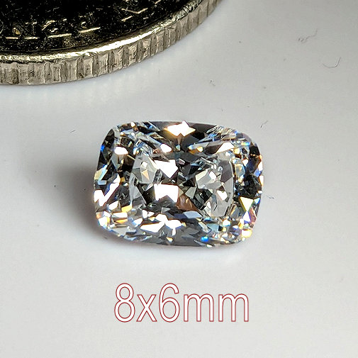 6A, Cubic Zirconia, Rectangular Cushion, White, 8x6mm (1.13ct)