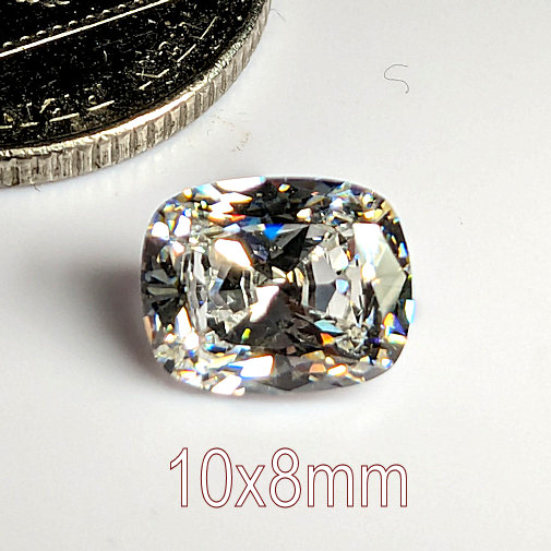 6A, Cubic Zirconia, Rectangular Cushion, Warm (H-J), 10x8mm (2.51ct)