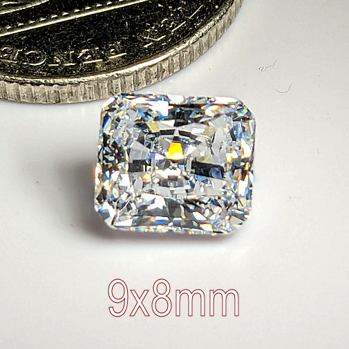 6A, Cubic Zirconia, Modern Radiant, white, 9x8mm (3ct)
