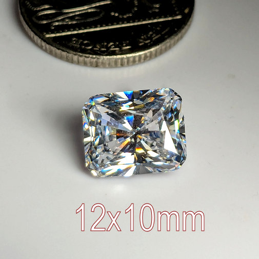6A, Cubic Zirconia, Modern Radiant, White, 12x10mm (6.3ct)